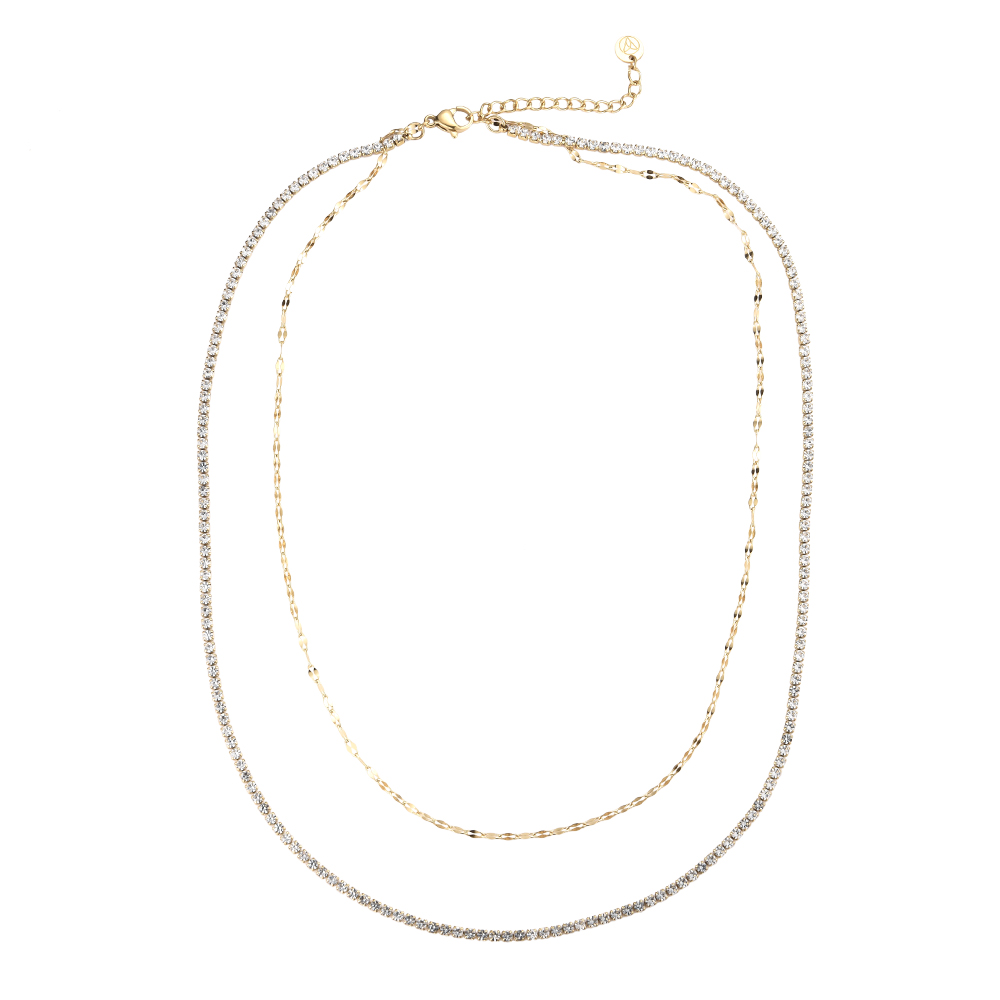 2 Layer Plate Chain Stainless Steel Necklace