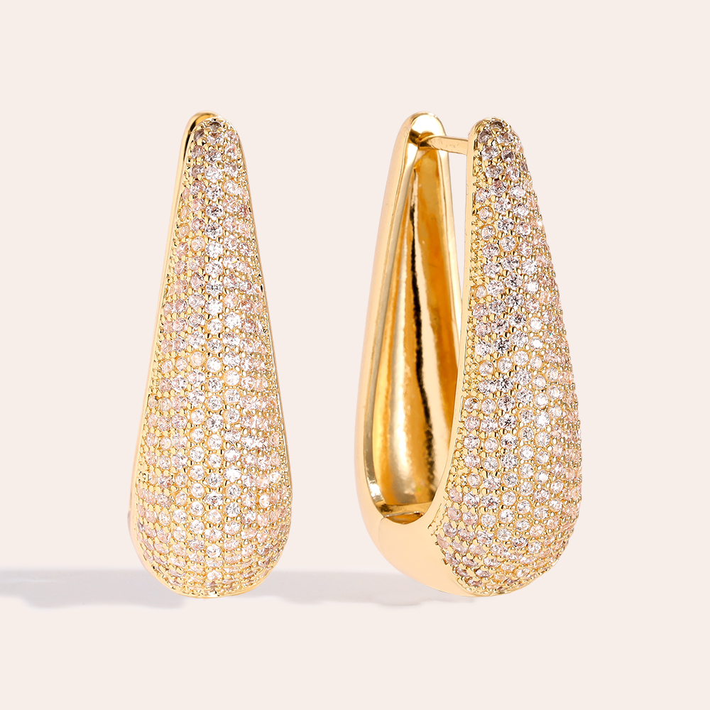 Gold-plated earrings 3.2cm Drop Diamond
