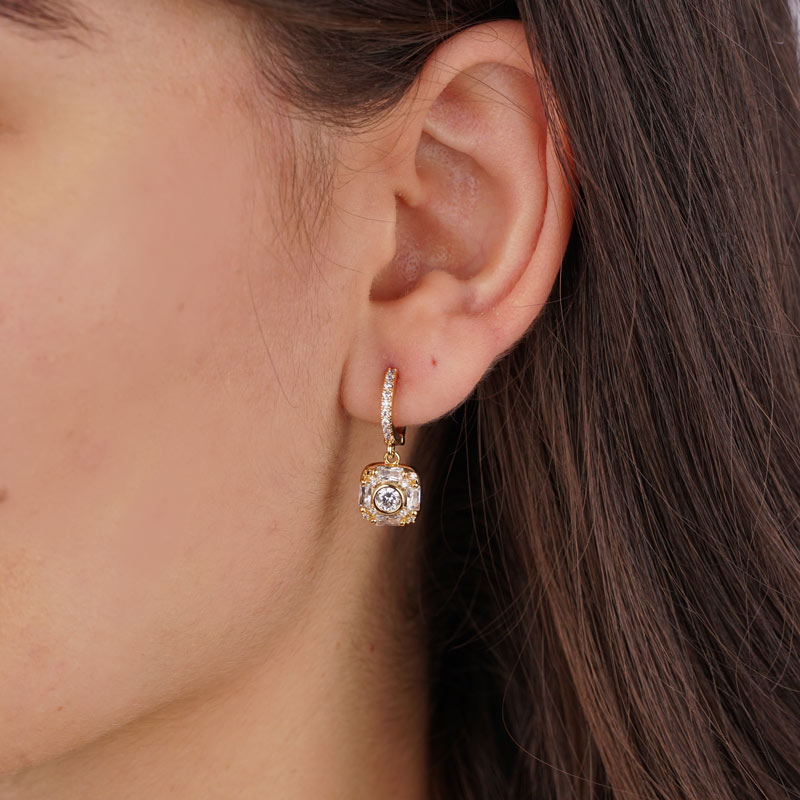 Gold-plated Diamond Mini Camera earrings