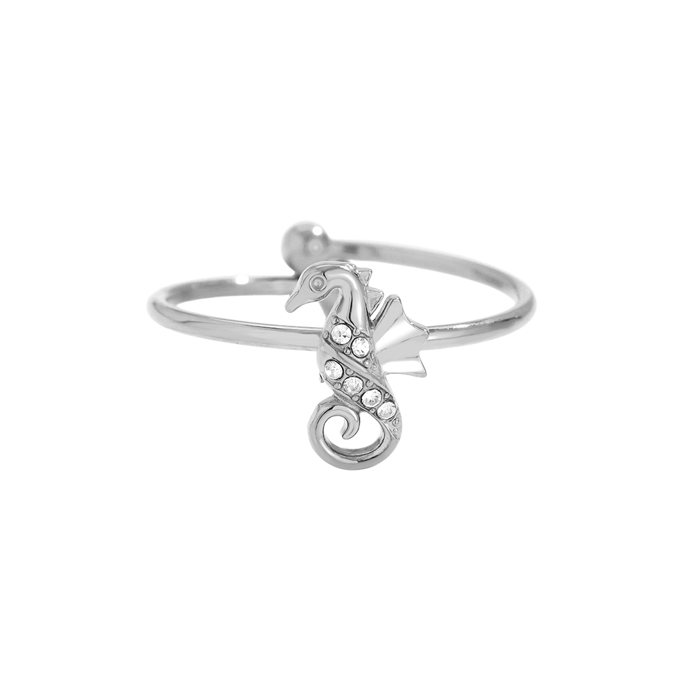 Stainless steel ring Diamond Sea Horse