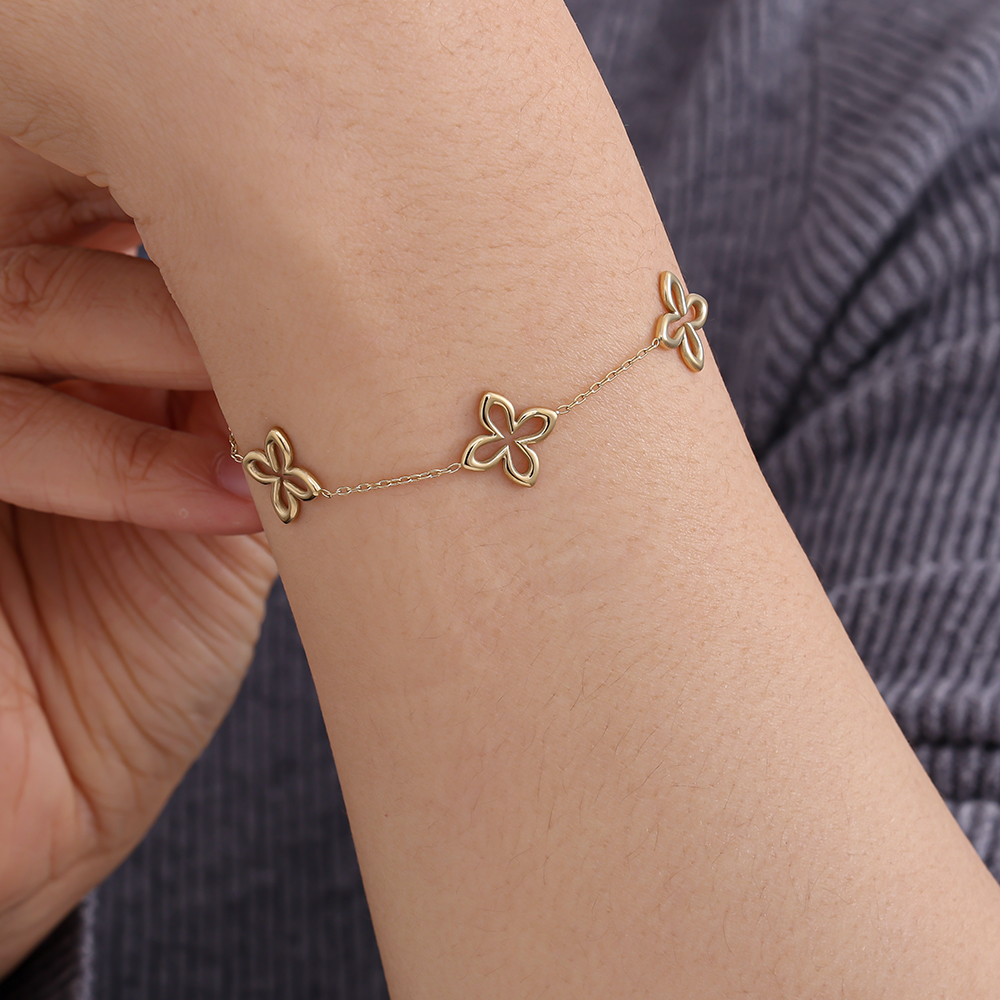 Stainless steel bracelet 17cm Classic Lucky Flower