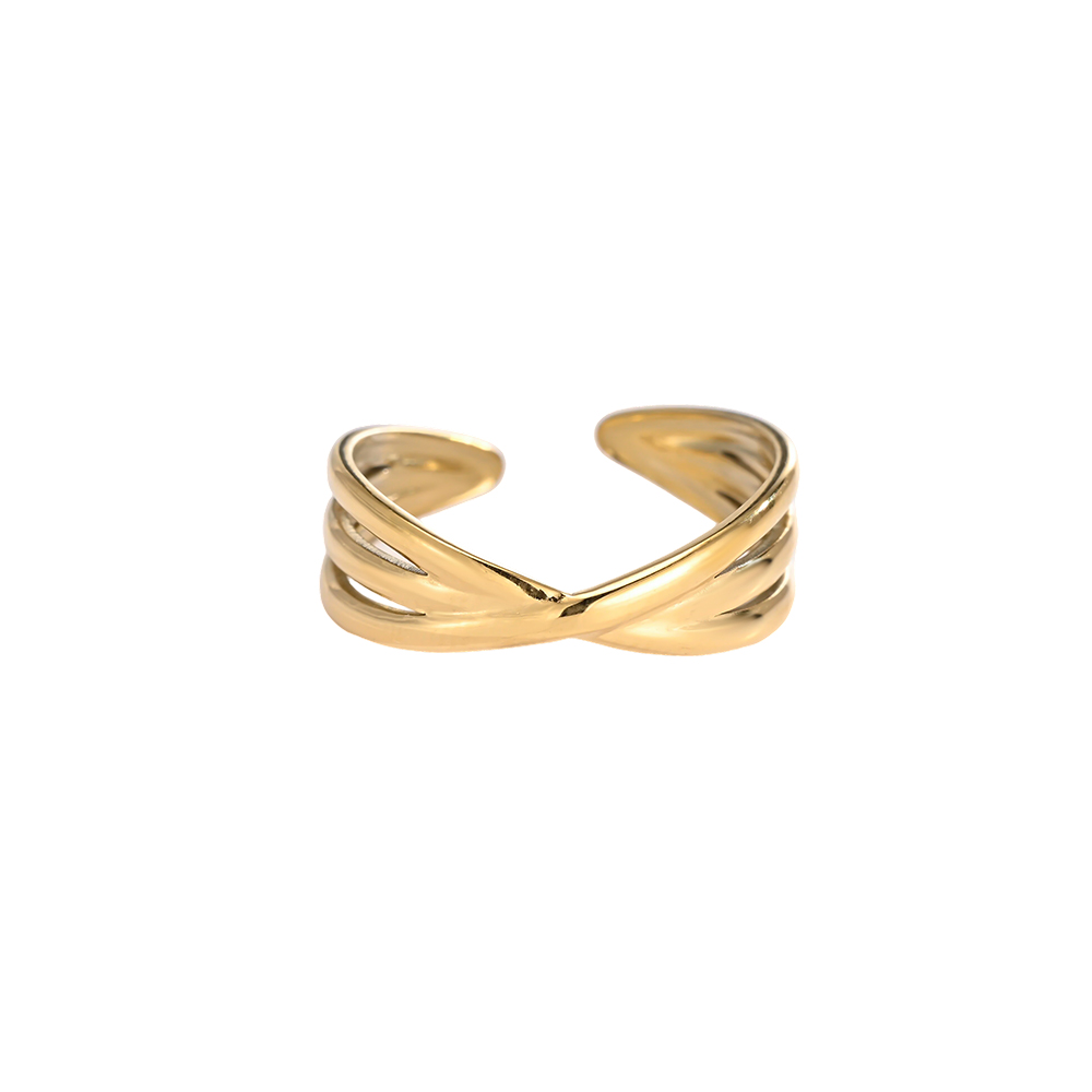 Stainless Steel Ring – Adjustable, Multi-row, Crossed
