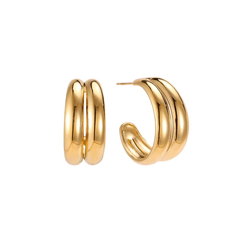 Stainless steel earrings, 25 mm, two half-hoops