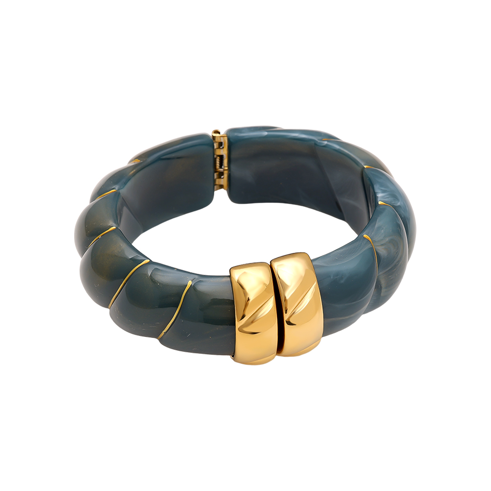 Stainless steel bangle Cloud Round Chunky Resin