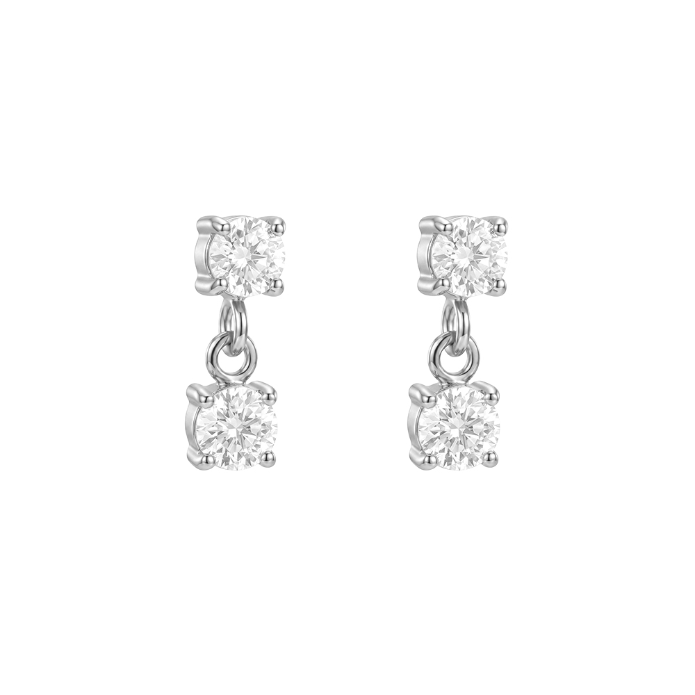 Stainless steel earrings 10mm two small zirconia