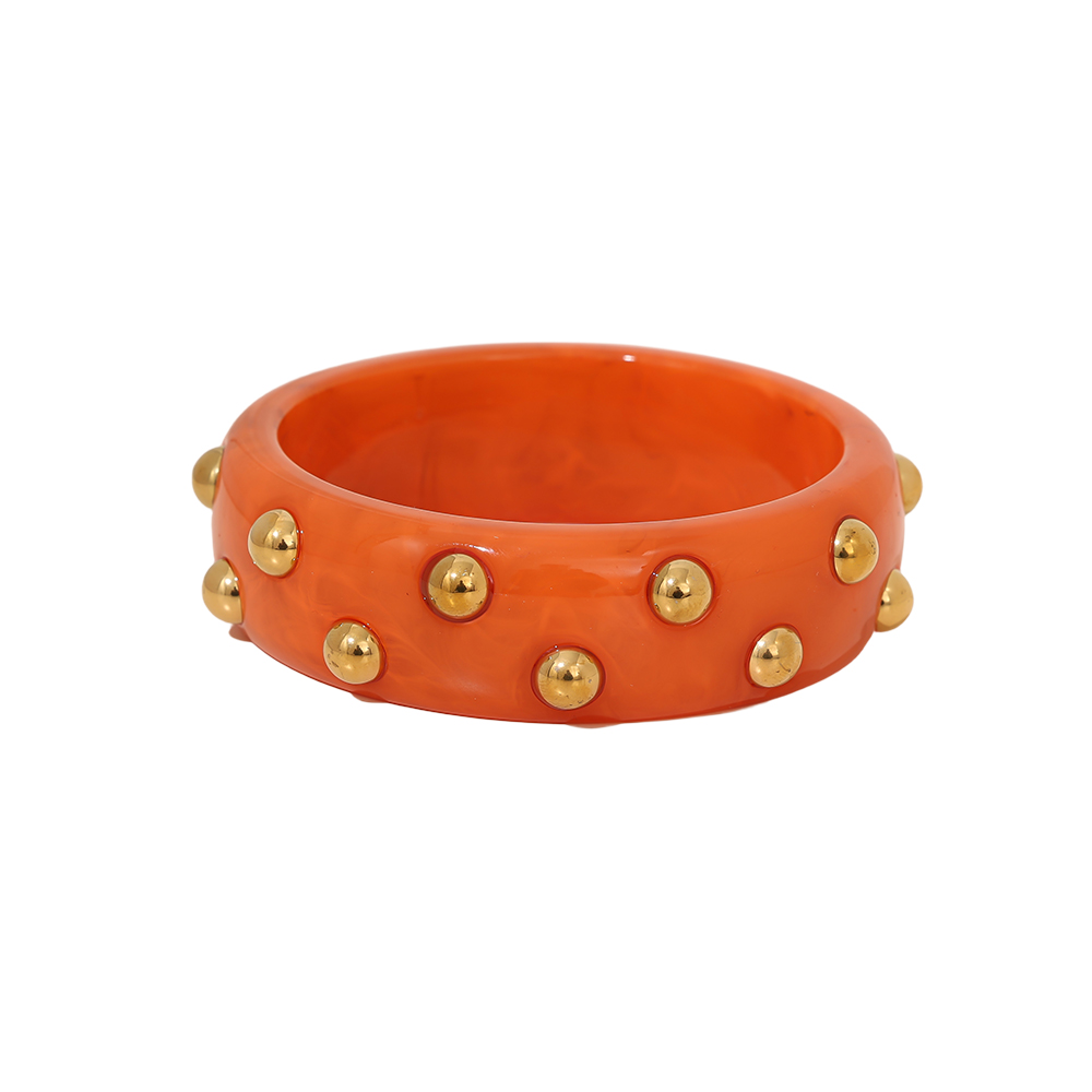 Stainless steel bangle round chunky acrylic with dots