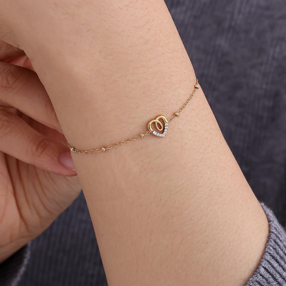 Stainless steel bracelet 17cm Sweet Diamond Heart
