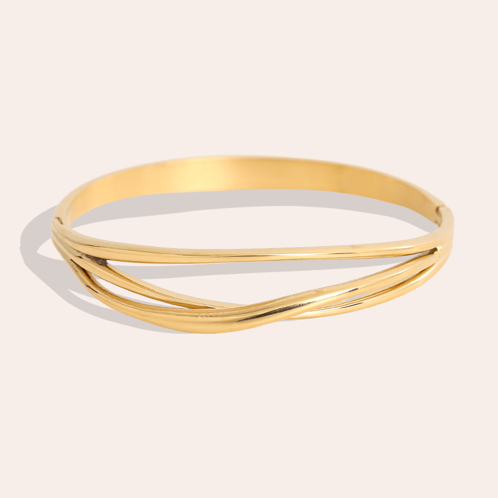 Stainless steel bangle, 6.5 cm, flowing lines