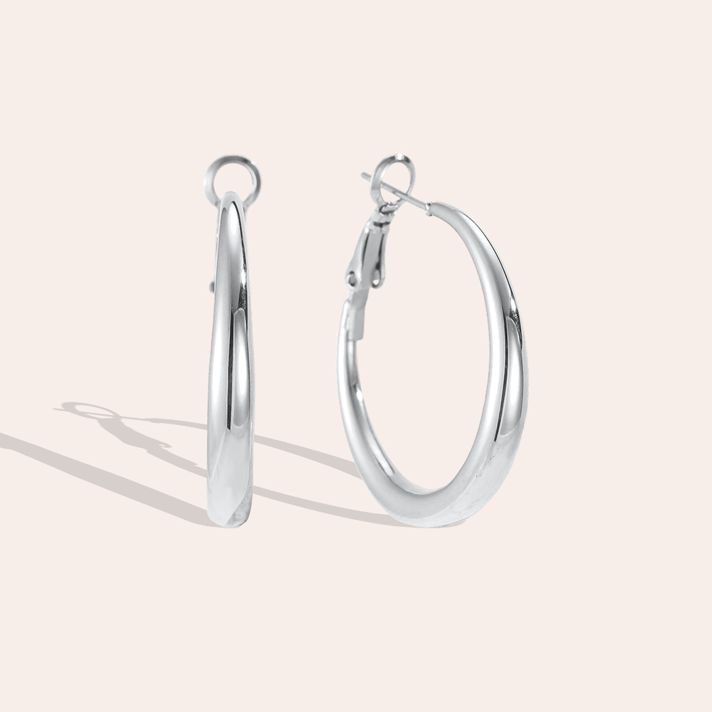 Stainless steel earrings, 30mm, simple hoop earrings