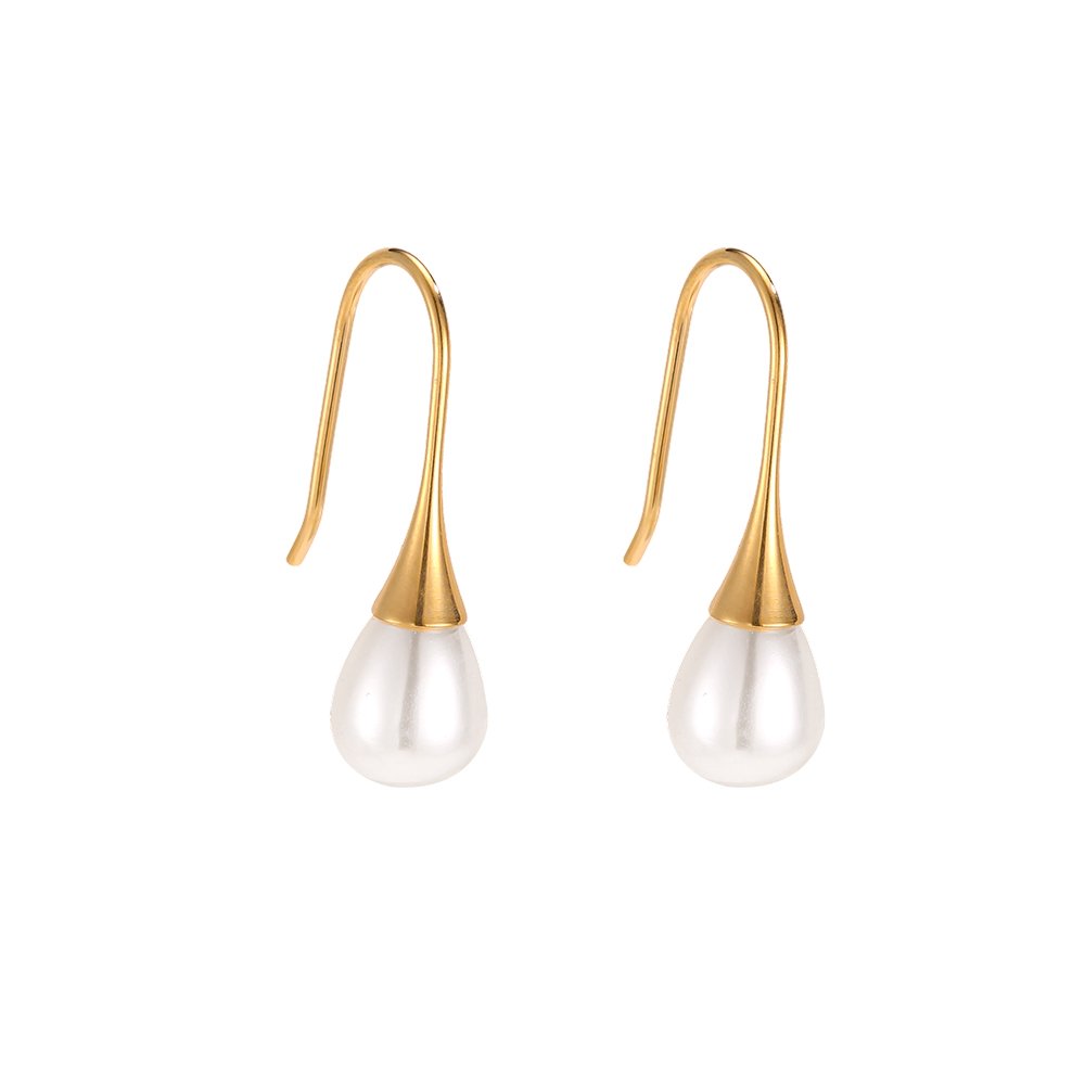 Stainless steel earrings, 20mm, delicate pearl