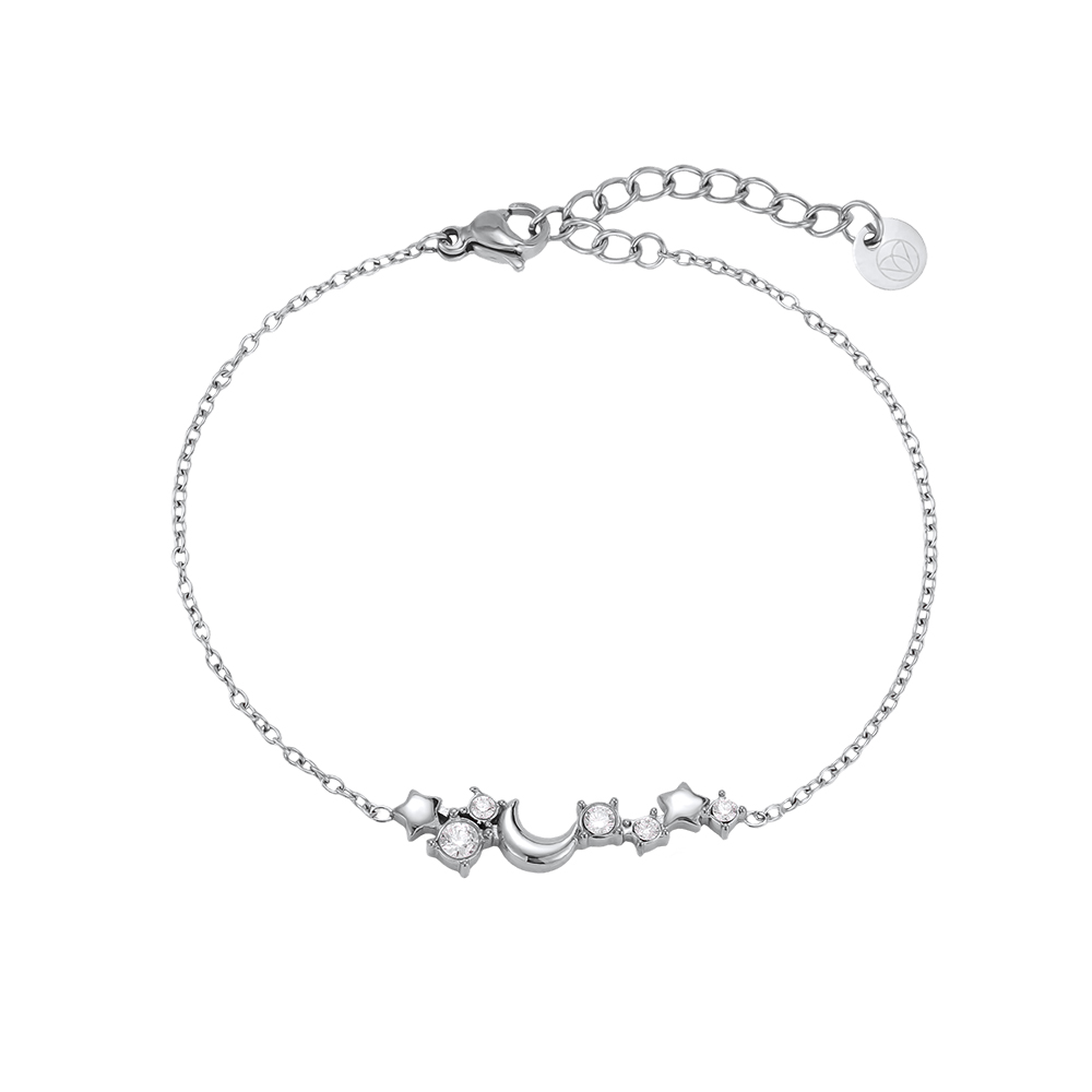 17cm stainless steel bracelet with stars and a moon