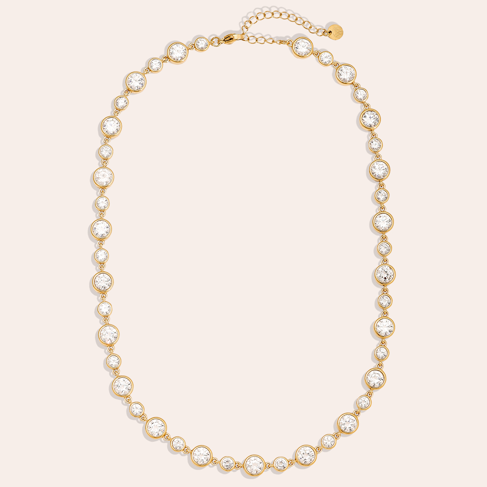 Stainless steel necklace 40cm Fancy Round Diamond Chain