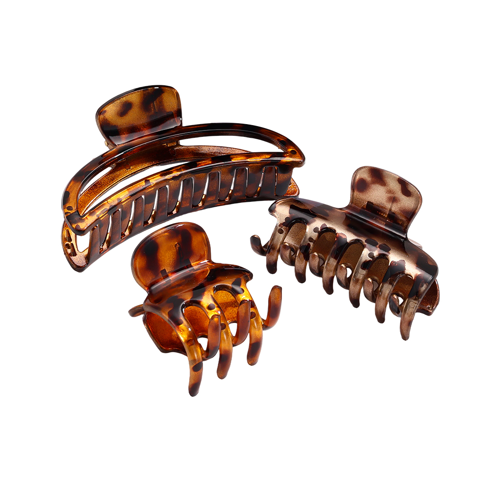 Set of 3 leopard-print hair clips    