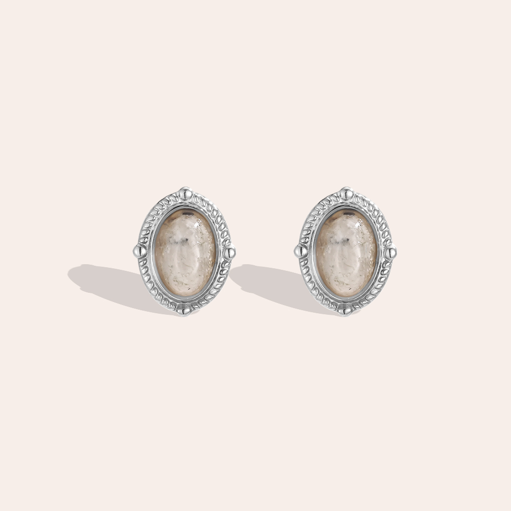 Stainless steel earrings 10*7mm oval stone