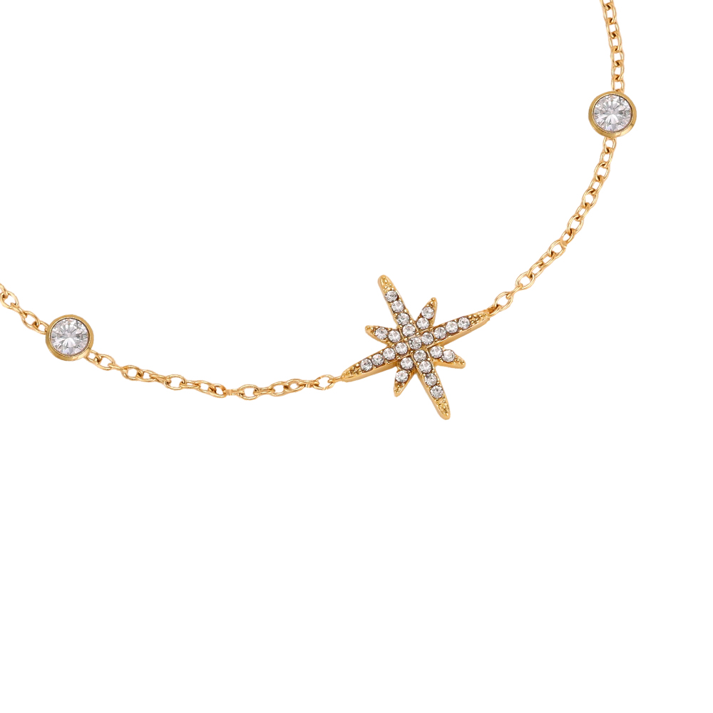 Stainless steel bracelet, 17cm, Big Dipper design with cubic zirconia