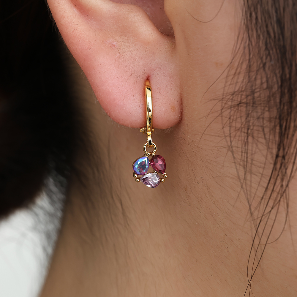 Three Mini Drops gold-plated earrings   