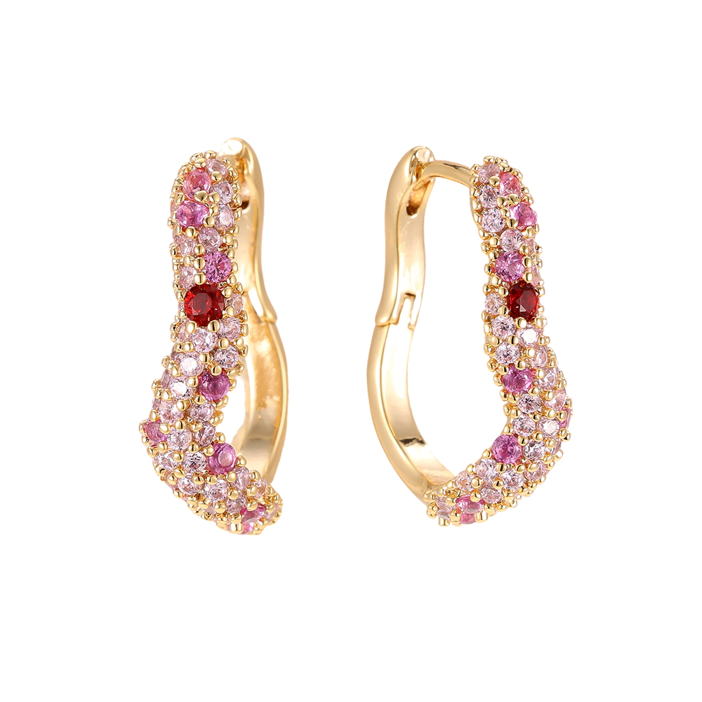 Gold-plated earrings 20mm zirconia soft wave