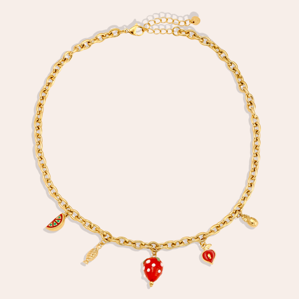 Stainless steel necklace 42cm Strawberry Heart