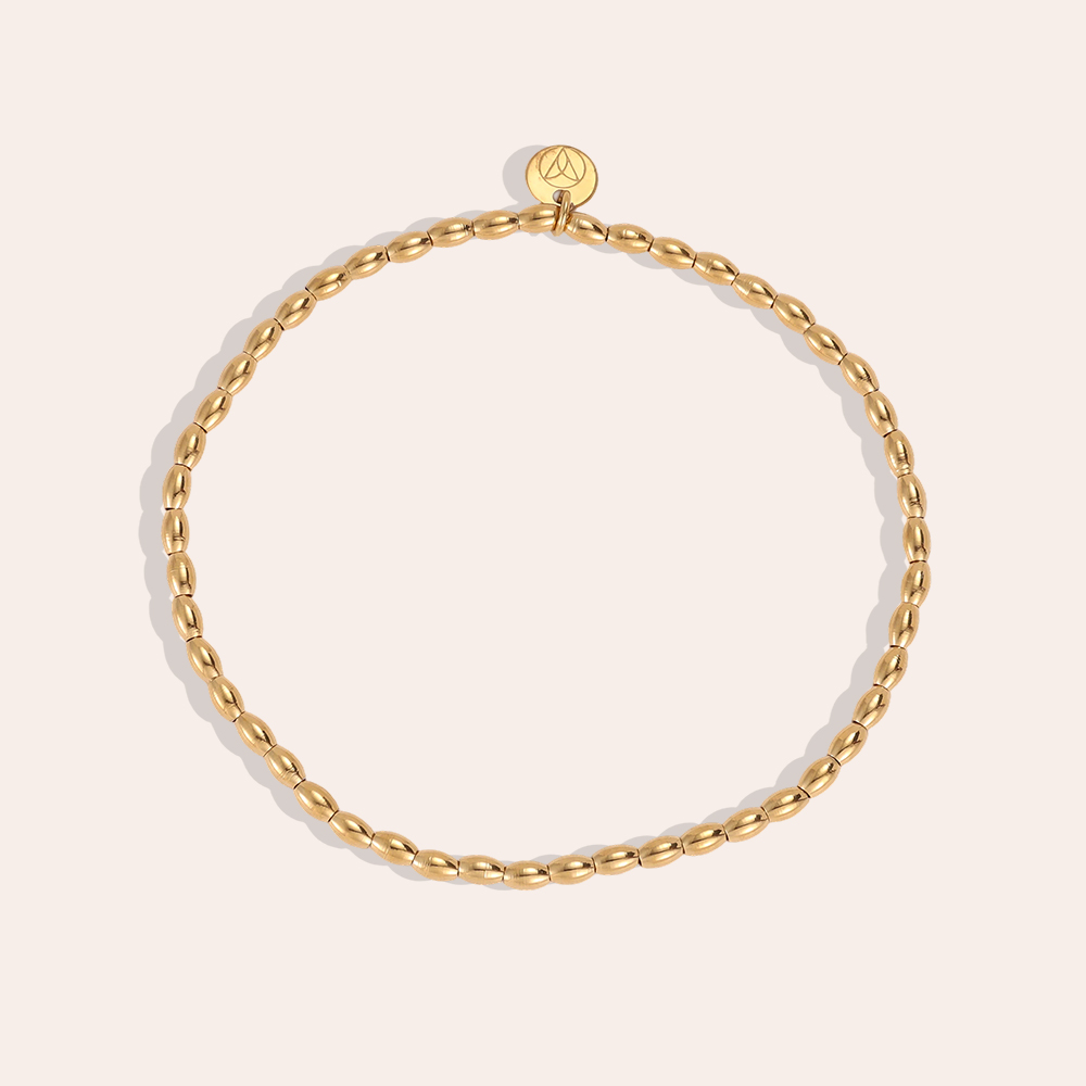 Stainless steel bracelet, elastic, rice grain design