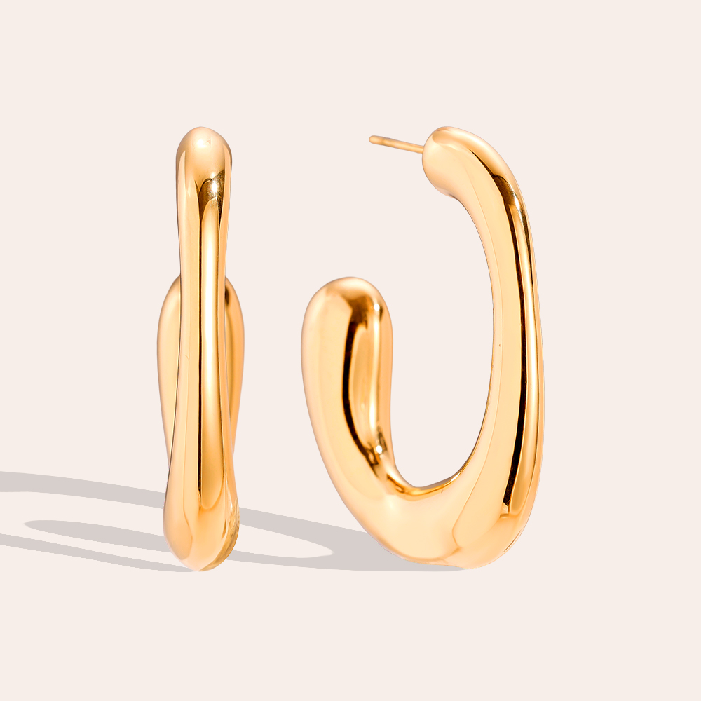 Stainless steel earrings 40mm Fine Half Egg Hoop