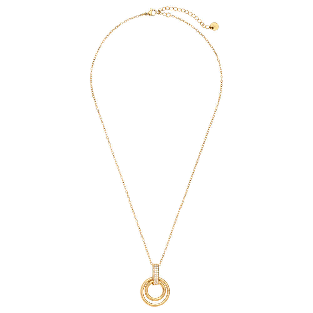 Stainless steel necklace 60cm Cycle And Diamond Lock