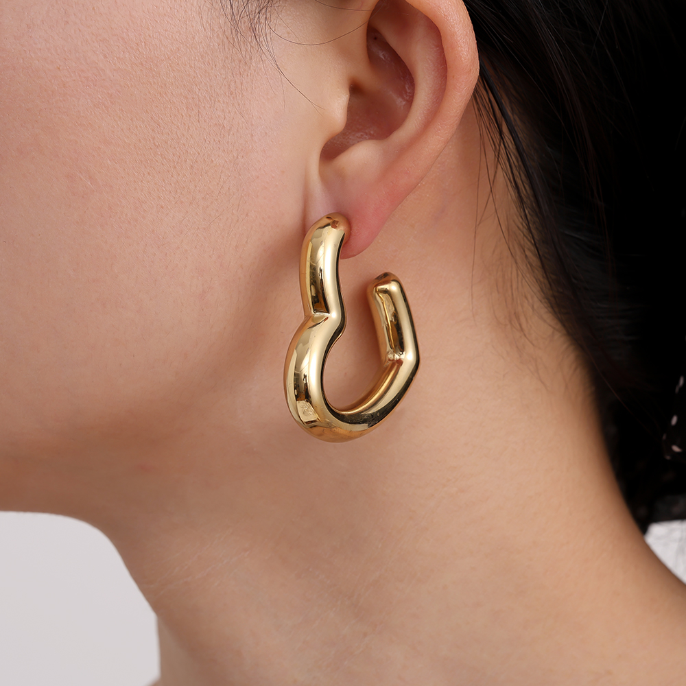 Stainless steel earrings 4cm Great Heart Hoop