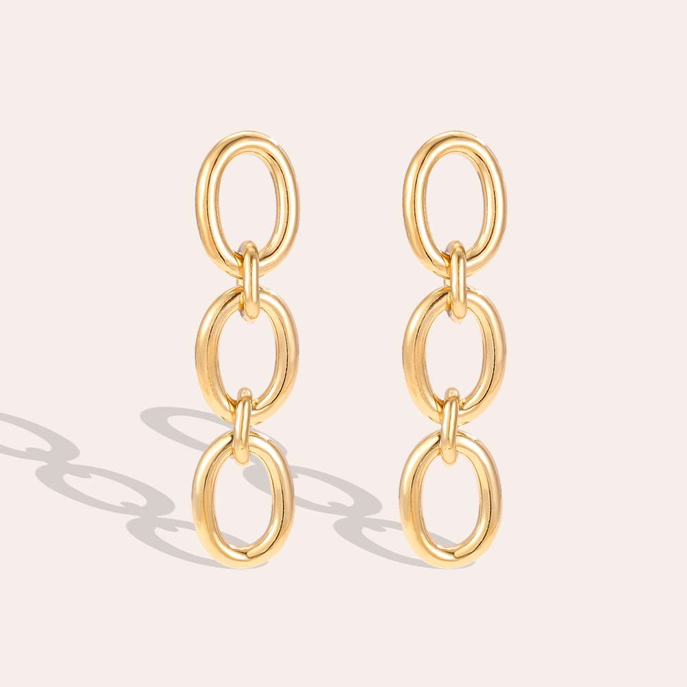Stainless steel earrings, 54 × 13 mm, anchor chains