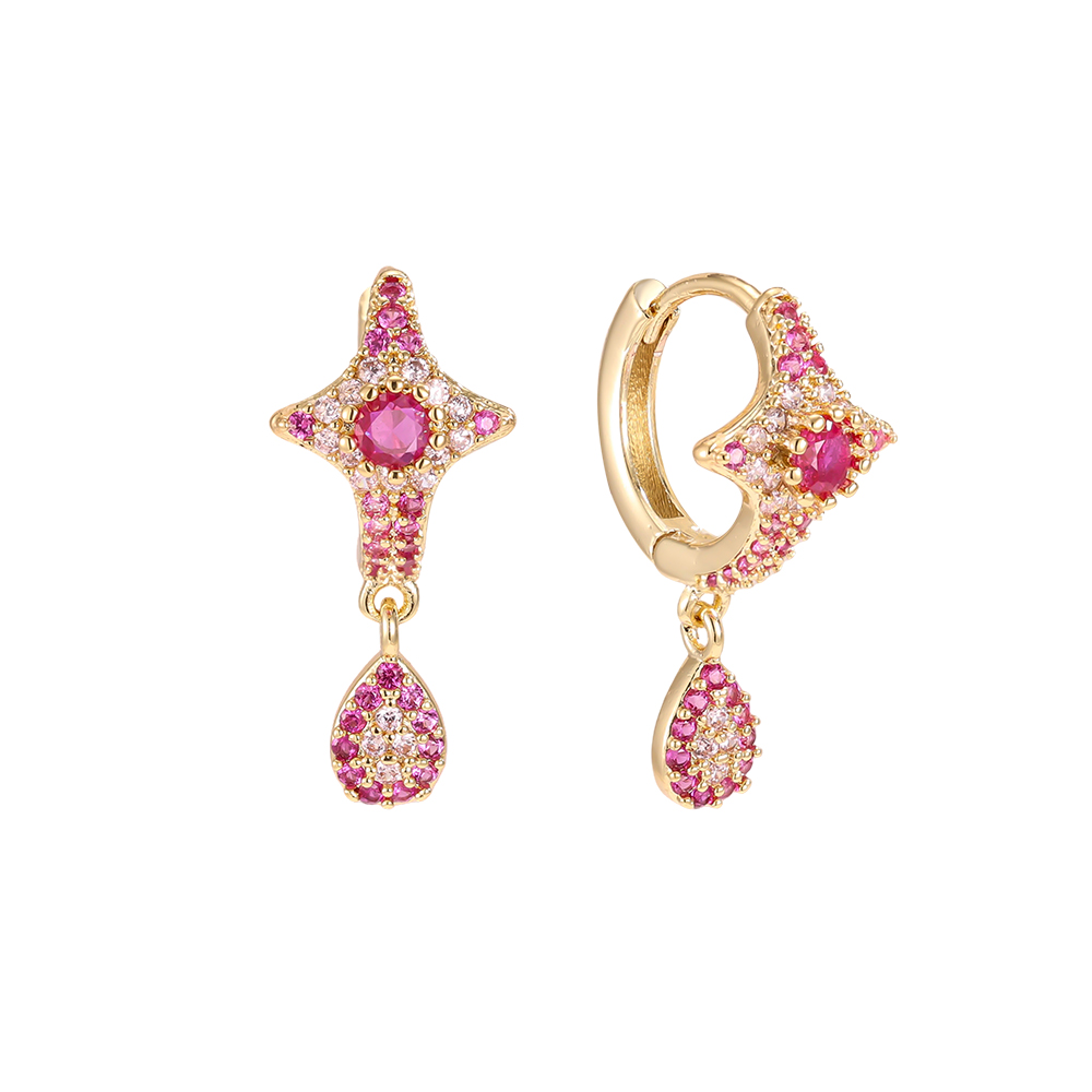 23mm gold-plated earrings with a sparkling zircon star and teardrop