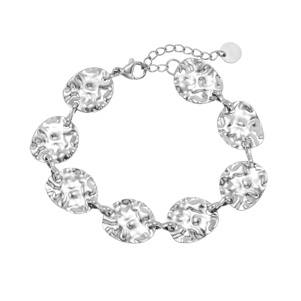 Stainless steel bracelet, 17 cm, with irregular oval plates