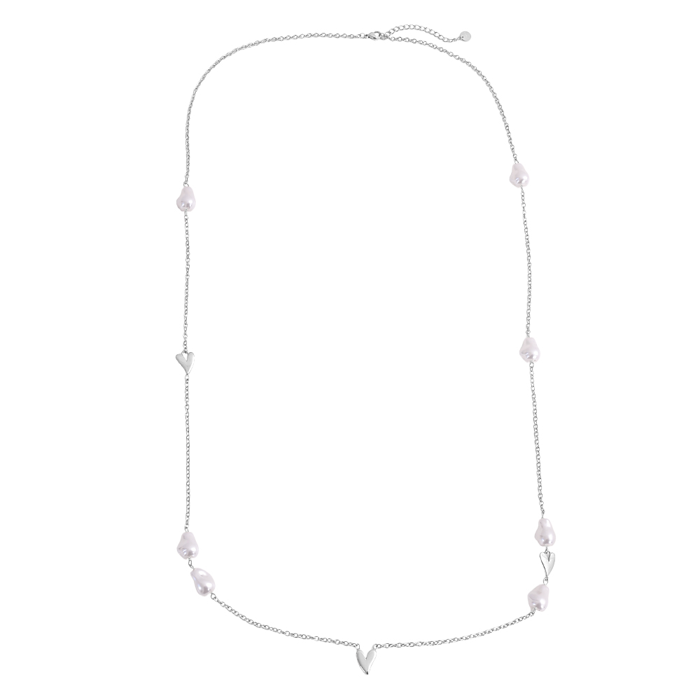 Stainless steel necklace 95cm heart beads