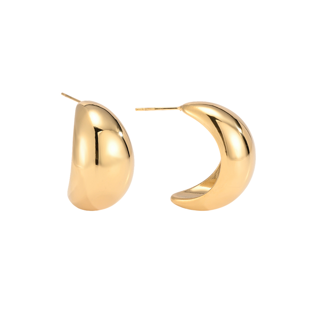 Stainless steel earrings, 25mm teardrop half-hoops  
