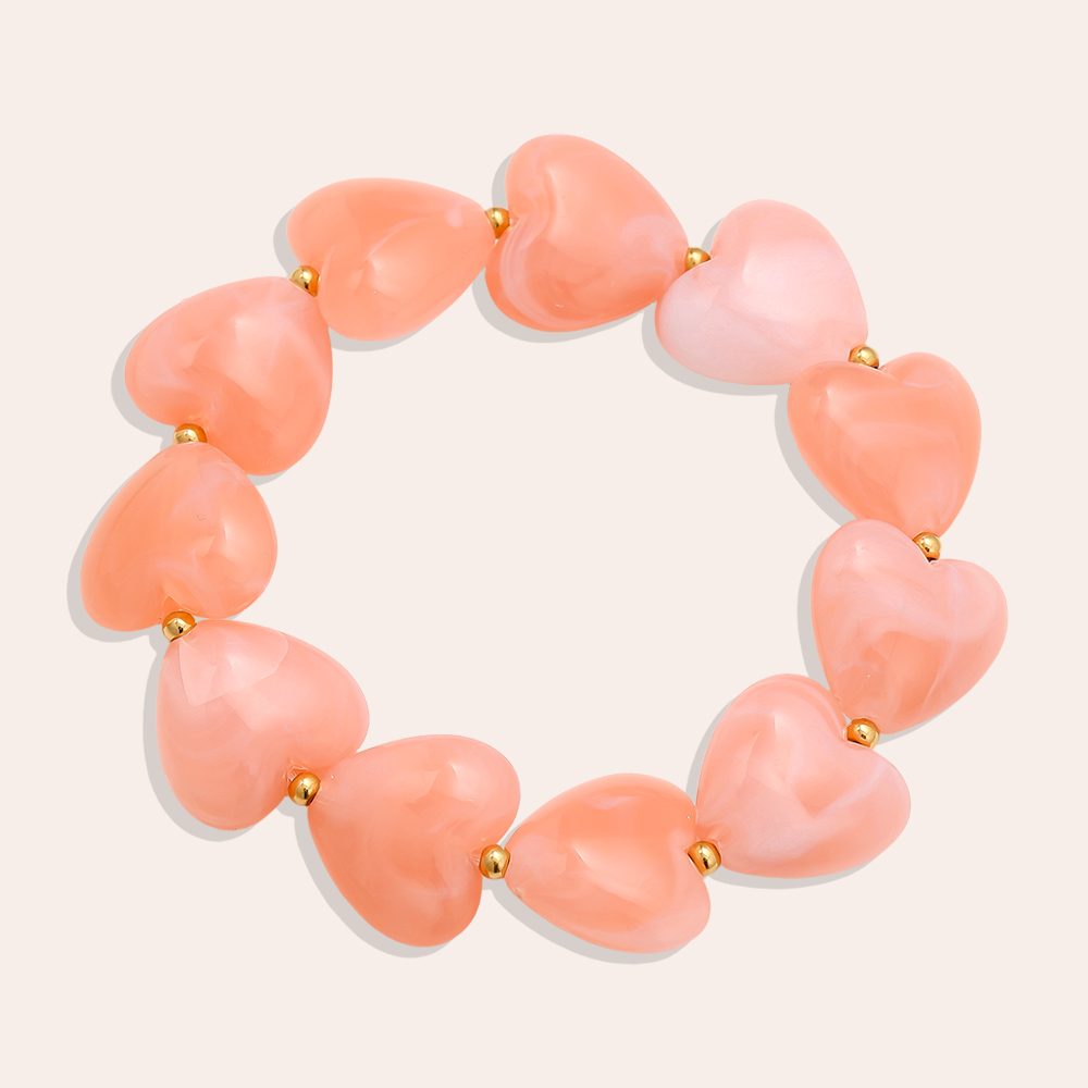 Stainless steel bracelet Elastic Acrylic Heart Chain