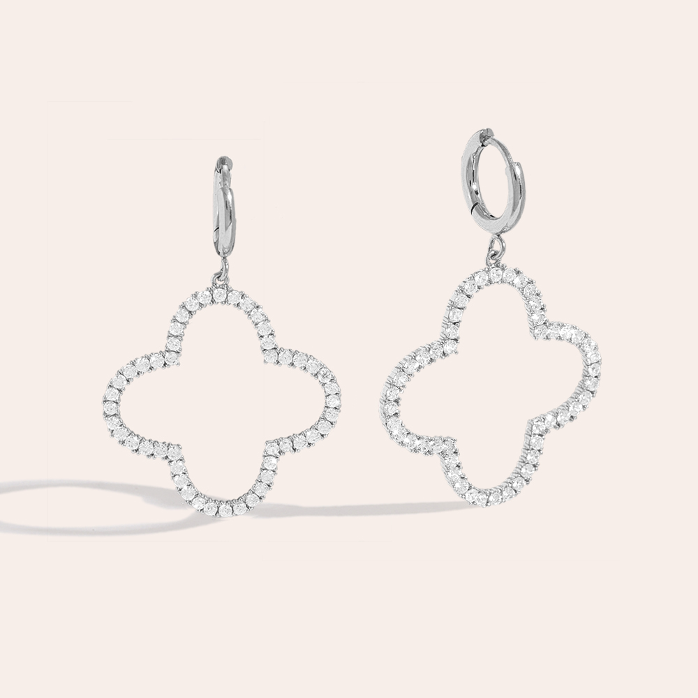 Sparkling Hollow Diamonds Clover stainless steel earrings   