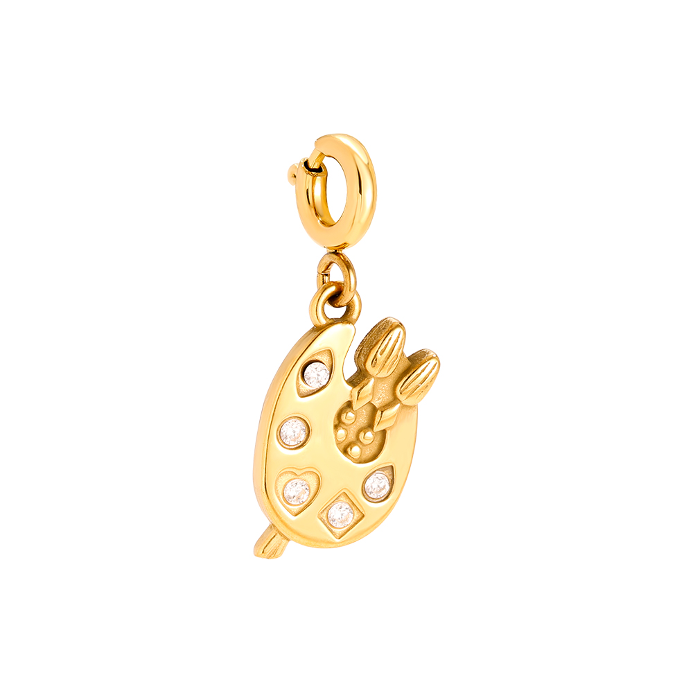 Stainless steel pendant 1.5cm Spring Clasp Diamond Palette