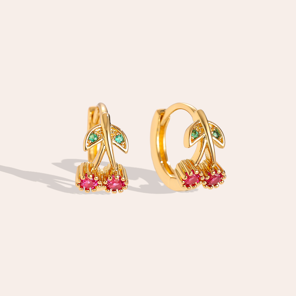 Gold-plated earrings 12mm Mini Diamond Cherry Hoop
