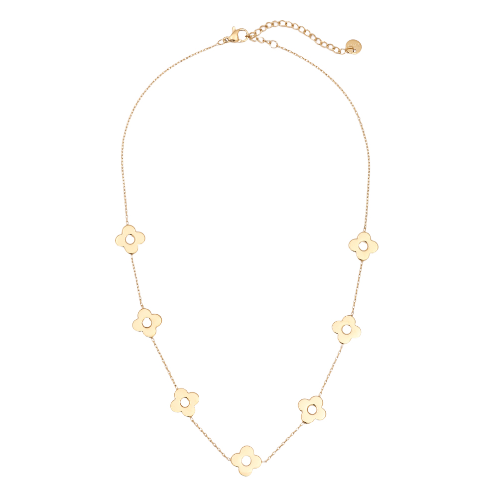 Stainless steel necklace 40cm Five flowers