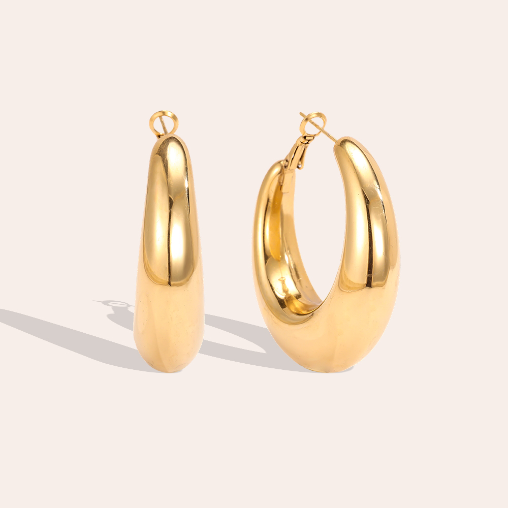 Stainless steel earrings – 45mm teardrop hoop earrings  