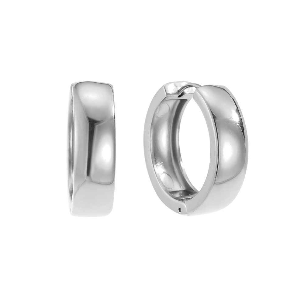 Stainless steel earrings, 25 mm, plain hoop earrings