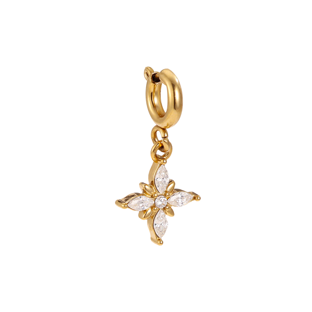 Stainless steel pendant 19mm zirconia star with spring clasp
