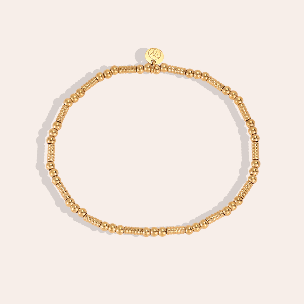 Stainless steel bracelet with elastic beads and tubes