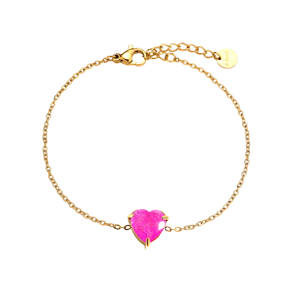 Stainless steel bracelet 16cm Multi Colour Diamond Heart
