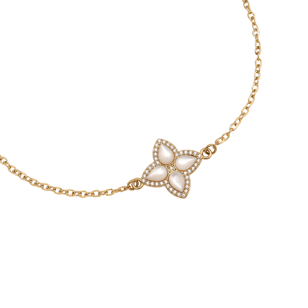 Stainless steel bracelet 15cm Nice Diamond Luckly Flower