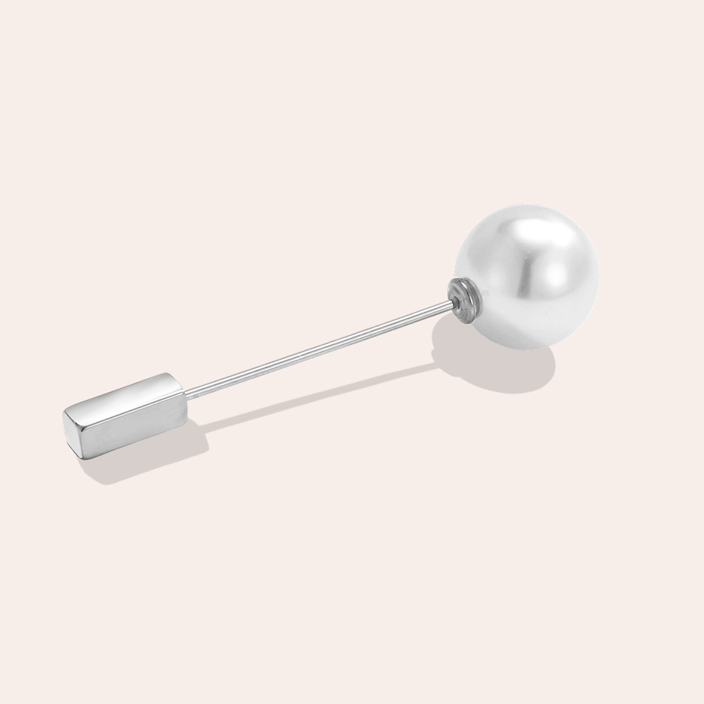 6 cm stainless steel brooch with a pearl   