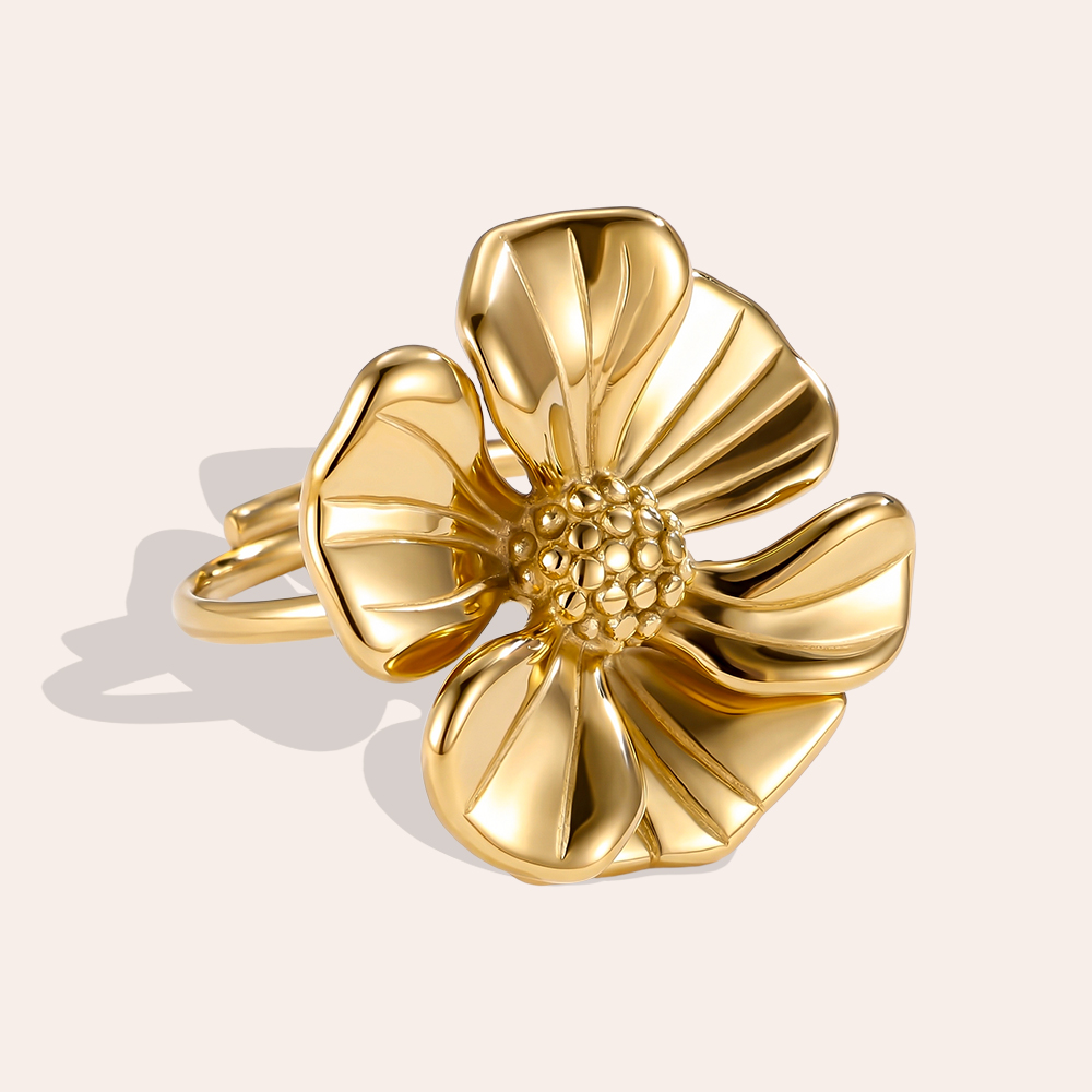 Stainless steel ring Adjustable beautiful flowers