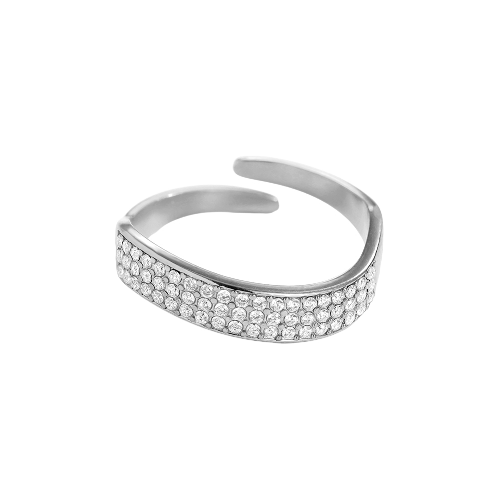Stainless Steel Adjustable Ring with Simple Zirconia
