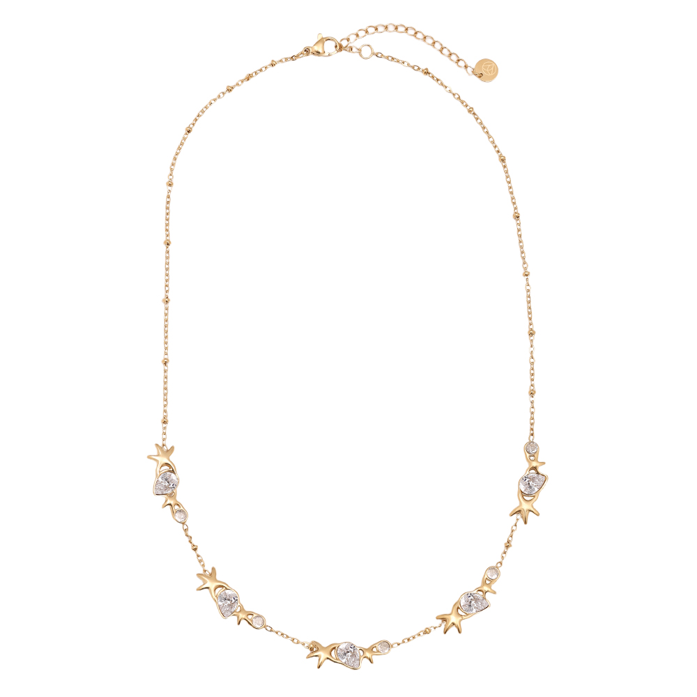 Stainless steel necklace 42cm starfish drop rhinestone