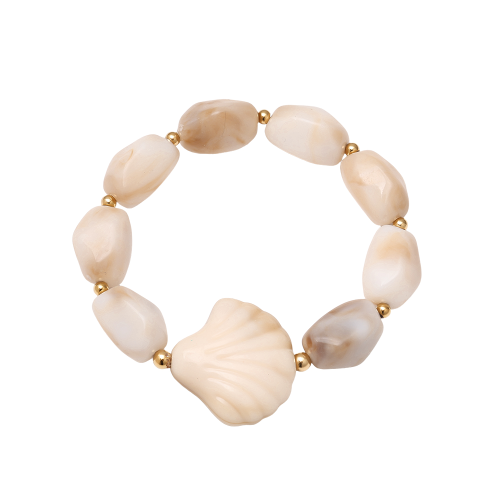 Stainless steel bracelet Elasticated resin shells and stones