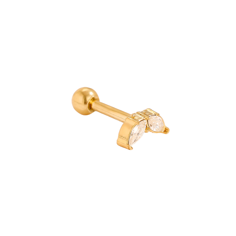Stainless steel piercing 6mm Mini Diamond Leaf