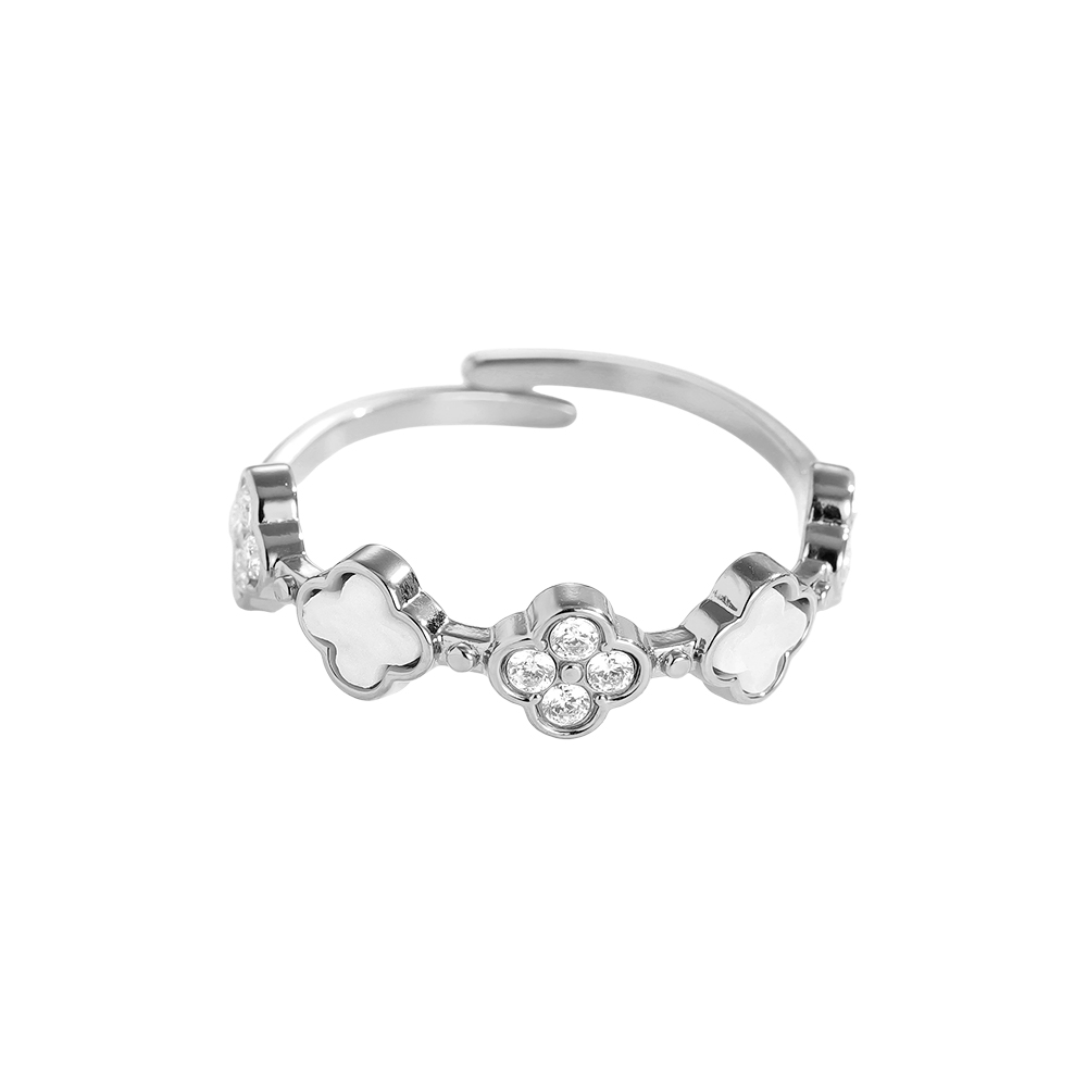 Stainless steel ring Diamond Lucky Flower And Shell Flower