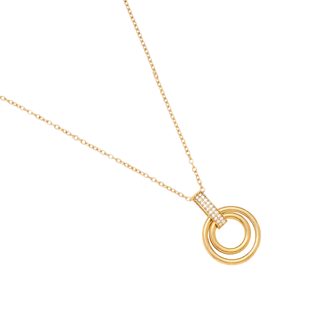 Stainless steel necklace 60cm Cycle And Diamond Lock